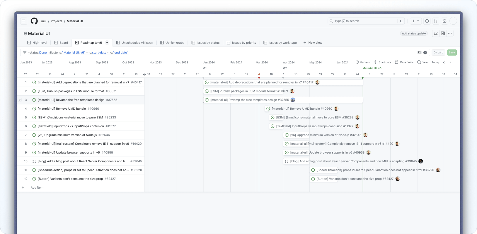 A screenshot of the public Material UI GitHub project.